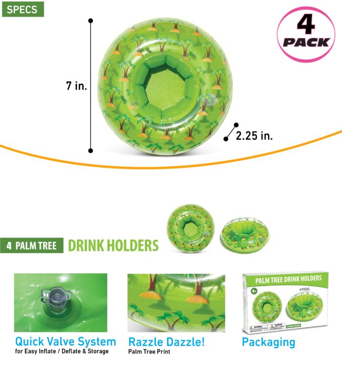 Cota Global Pool Party Palm Tree Drink Holder - Set Of 4 - Image 7
