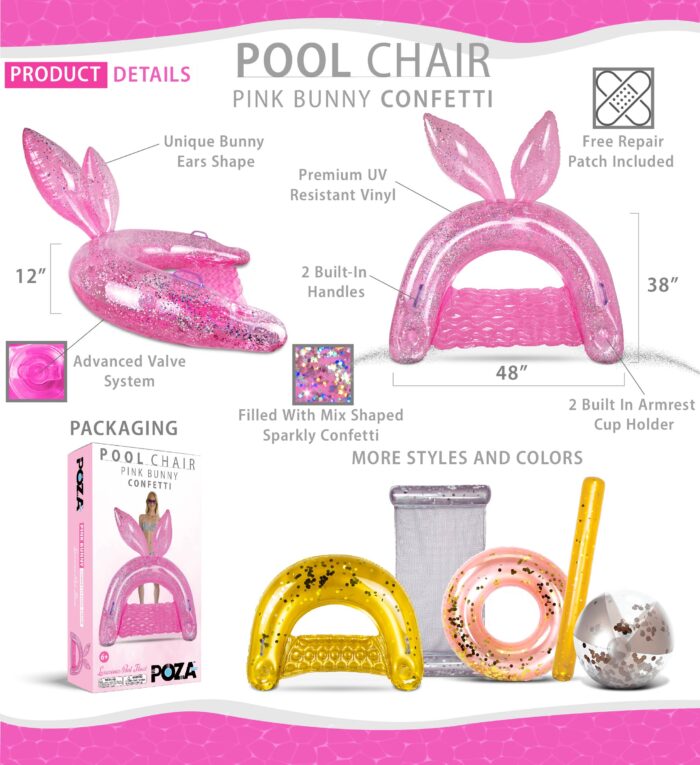 Pink Bunny Pool Chair - Poza - Image 2