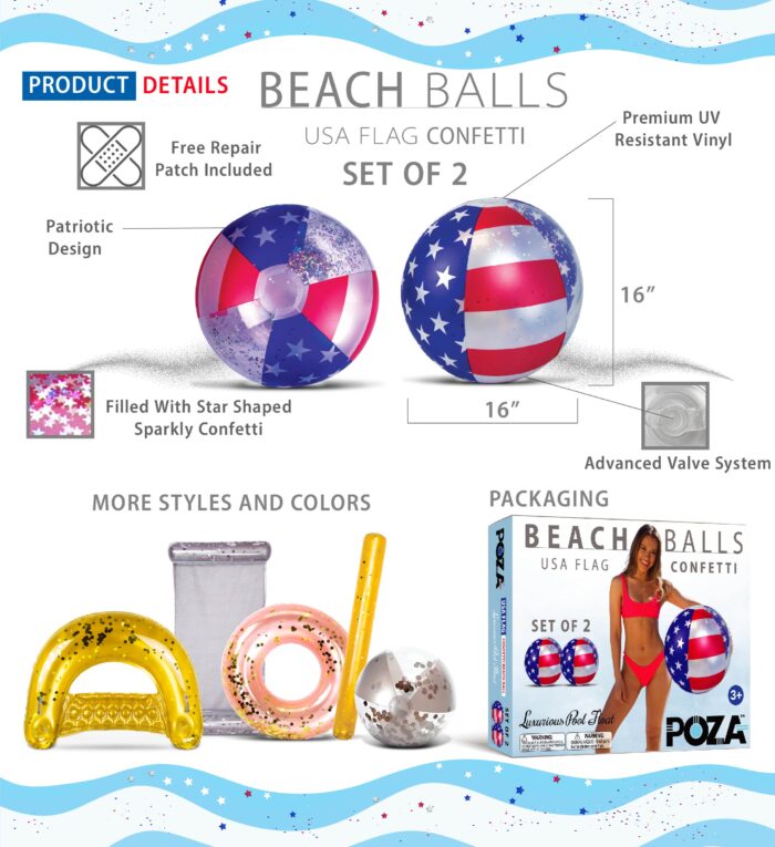16" Usa Flag Beach Ball - Set Of 2 - Poza - Image 2