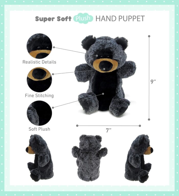 Black Bear - Super Soft Plush Hand Puppet - Image 2