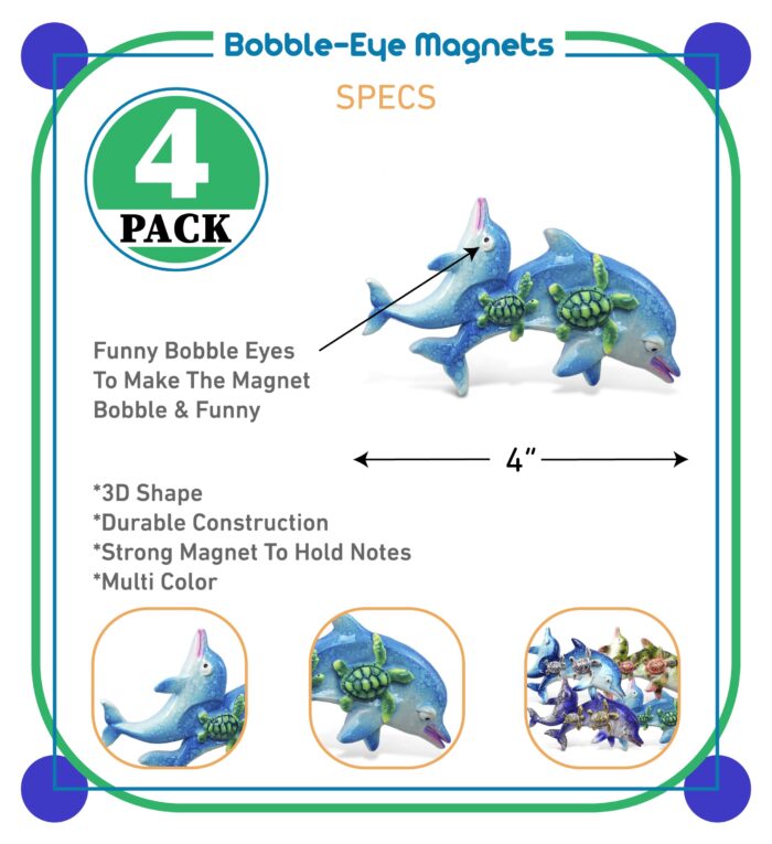 Dolphins Sea Turtles - Bobble-Eye Magnet - Image 2