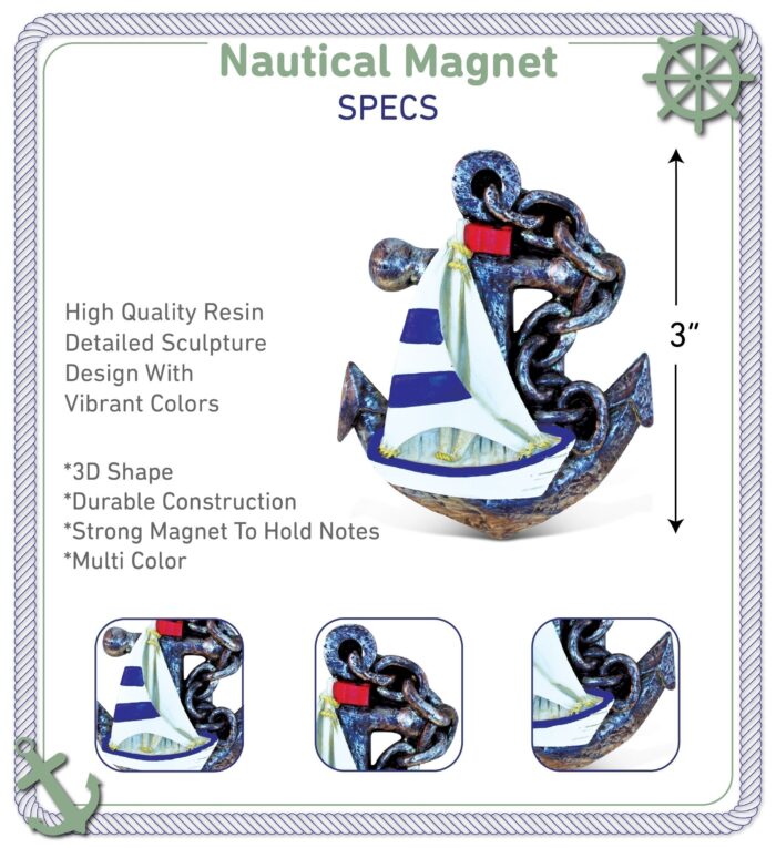 Anchor with Boat - Nautical Magnet - Image 2