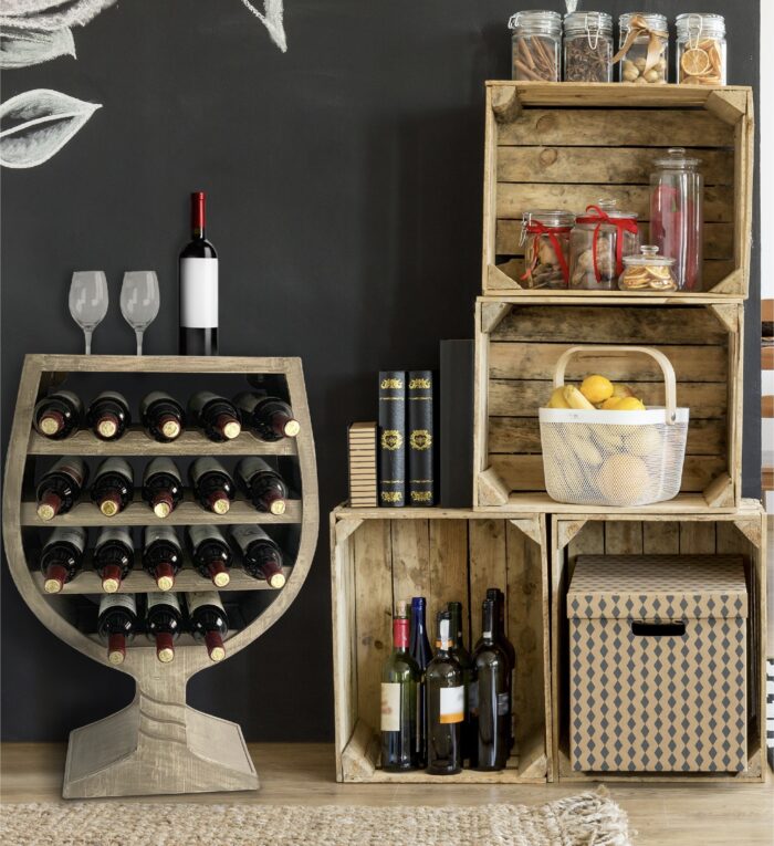 Wine Decor - Modern Wall Mounted Wine Rack Wine Glass Shape - 18 Bottles - Image 5