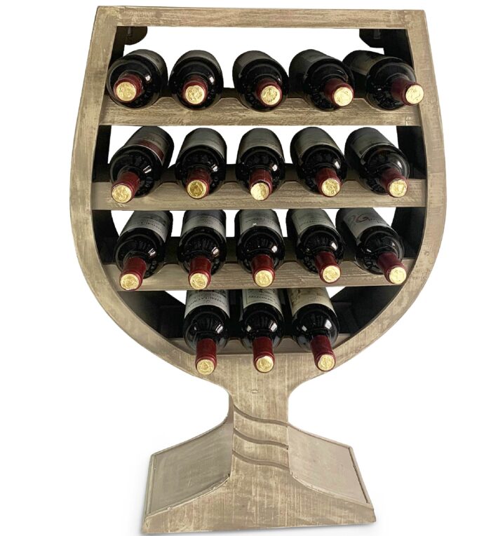 Wine Decor - Modern Wall Mounted Wine Rack Wine Glass Shape - 18 Bottles