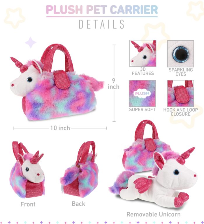 Cotton Candy Pink Unicorn - Plush Purse Pet Carrier - Image 2