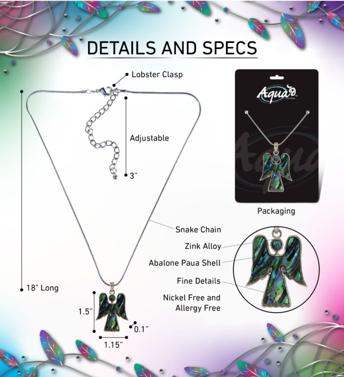 Necklace - Snake Chain 18" - Natural Paua - Angel - Aqua79 Jewelry - Image 2