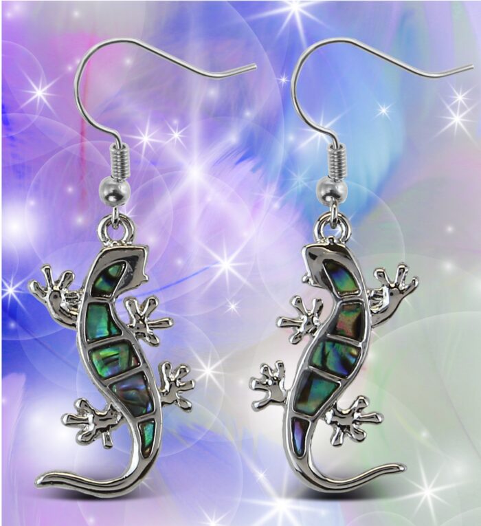 Earrings - Dangle Post - Fish Hook - Natural Paua - Gecko - Aqua79 Jewelry - Image 5