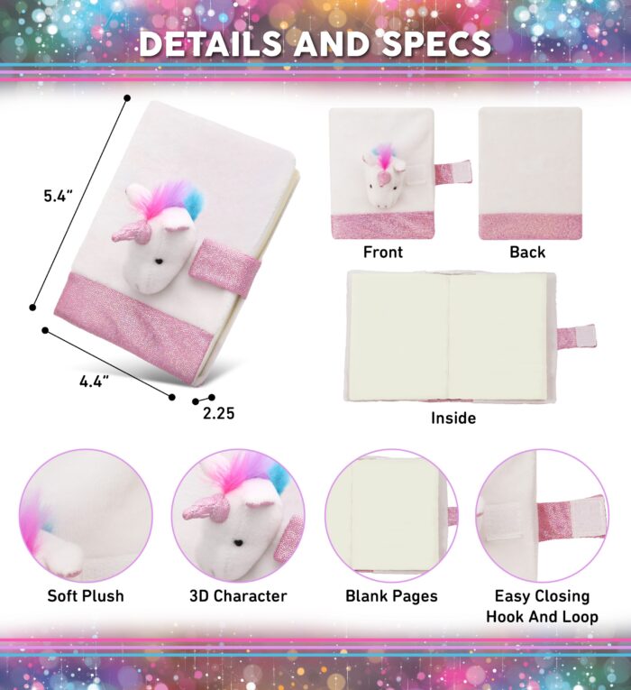 White Unicorn - Plush Notebook - Image 2