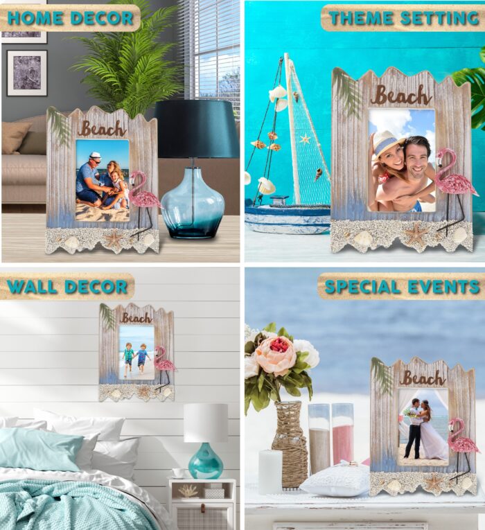 Flamingo Beach Frame 4"X6" - Nautical Decor - Image 3