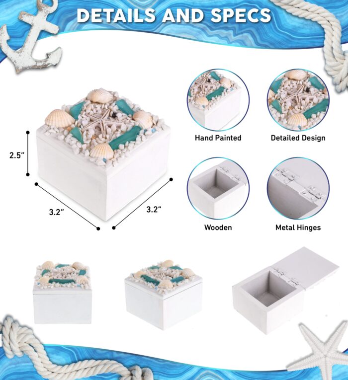 Oceanic Square Jewelry Box - Nautical Decor - Image 2