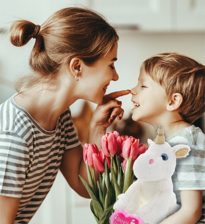 DolliBu Happy Mother's Day Super Soft White & Gold Unicorn Plush Figure - Cute Stuffed Animal with Pink Heart Message for Best Mommy, Grandma, Wife, Daughter - Cute Fantasy Plush Toy Gift - 11.5" Inch - Image 5
