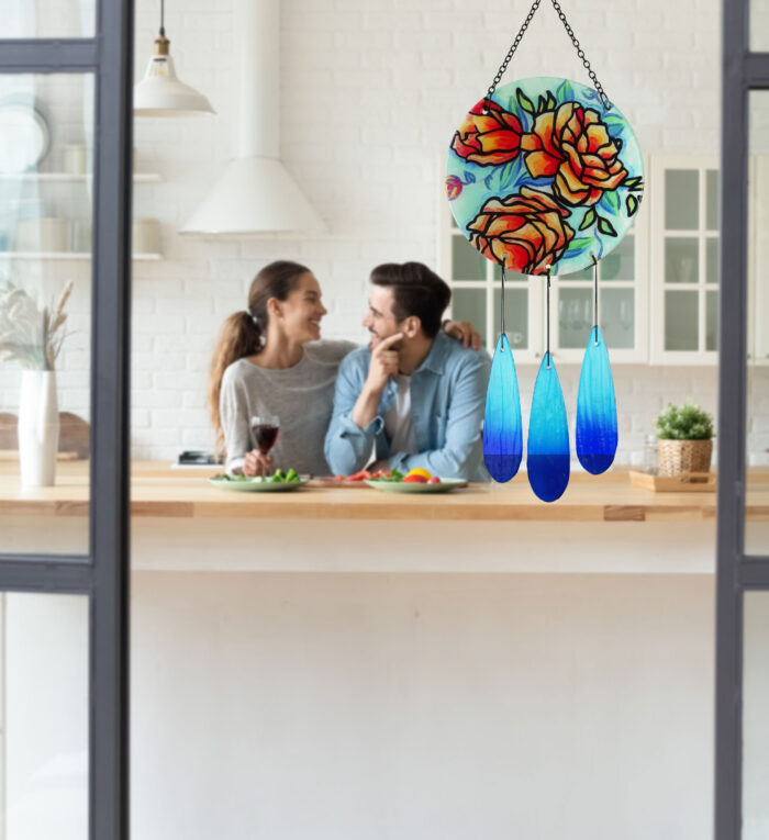 Circle Red Flowers - Wind Chime - Image 5