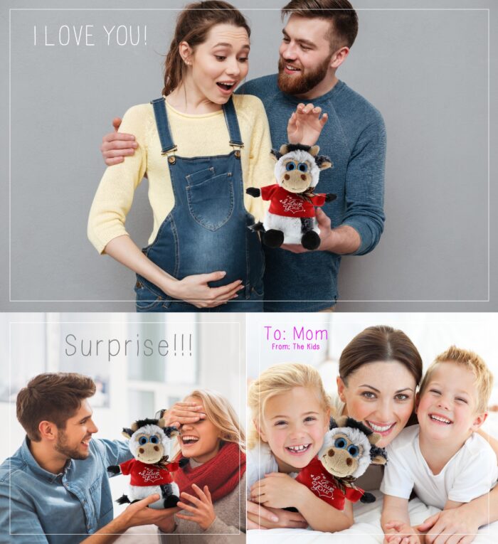 I Love You Valentines - Sitting Cow - Super Soft Plush - Image 3