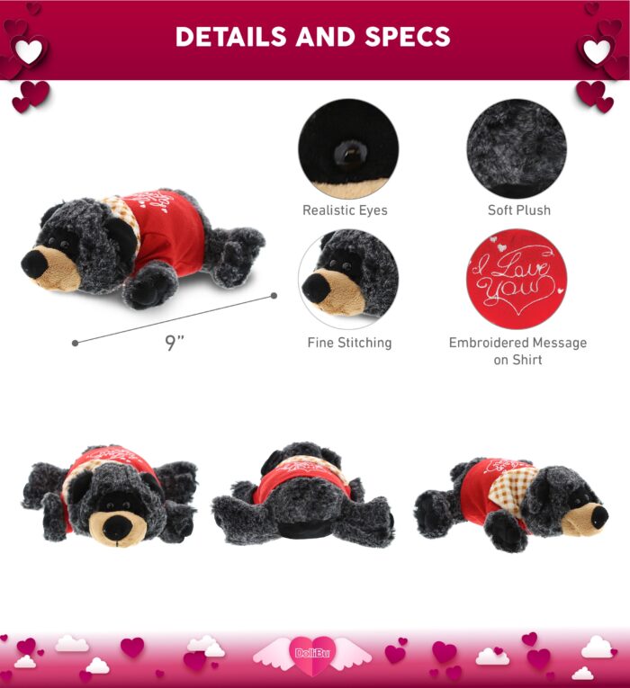 I Love You Valentines - Lying Black Bear - Super-Soft Plush - Image 2
