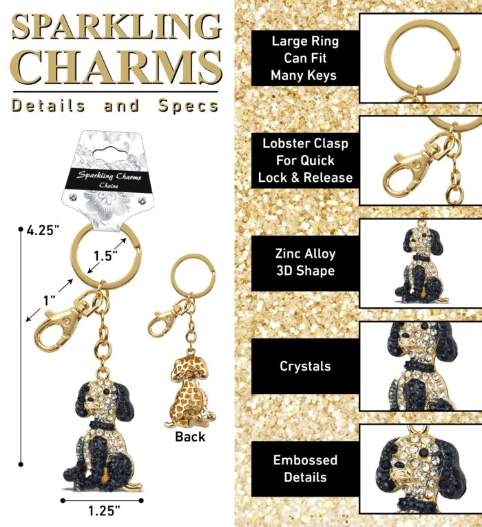 Beagle Dog - Gold Sparkling Charms - Image 2