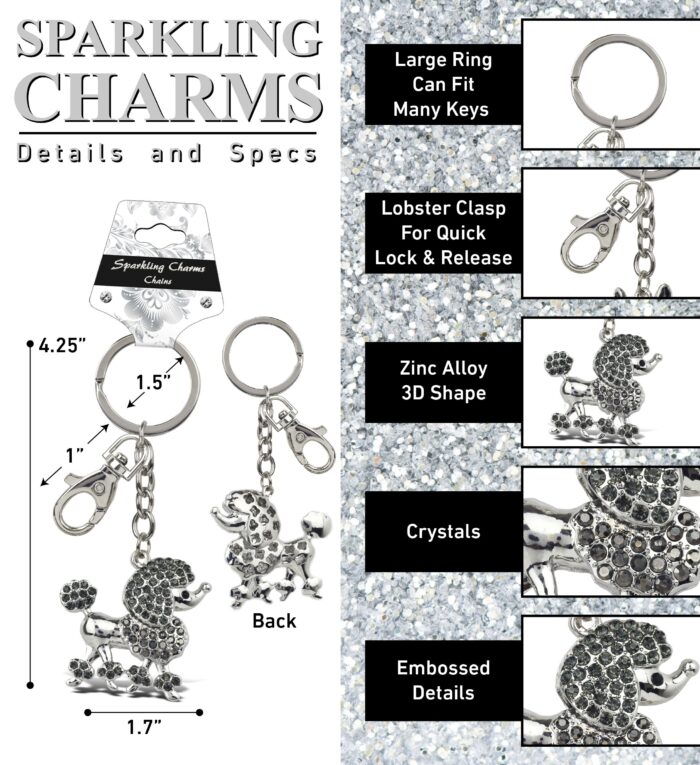 Elegant Grey Poodle Dog - Sparkling Charms - Image 2