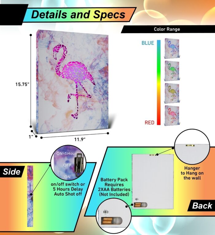 Flamingo - Led Light Up Wall Picture Art - Image 3