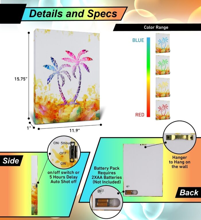 Palm Tree - Led Light Up Wall Picture Art - Image 3
