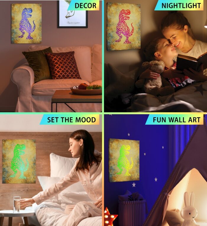 T-Rex Dinosaur - Led Light Up Wall Picture Art - Image 4