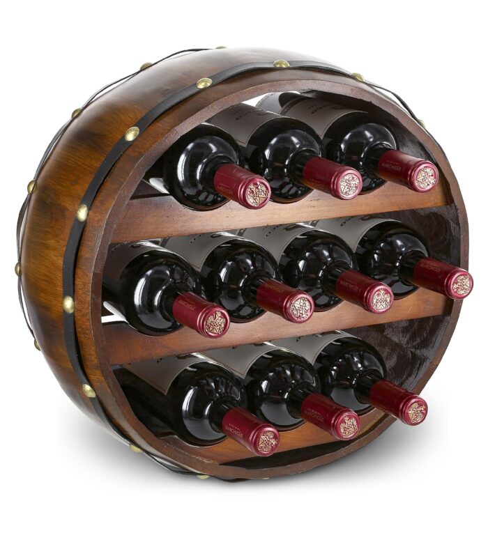 Vintage Wall Mounted Barrel Wine Rack - 10 Bottles - Wine Décor
