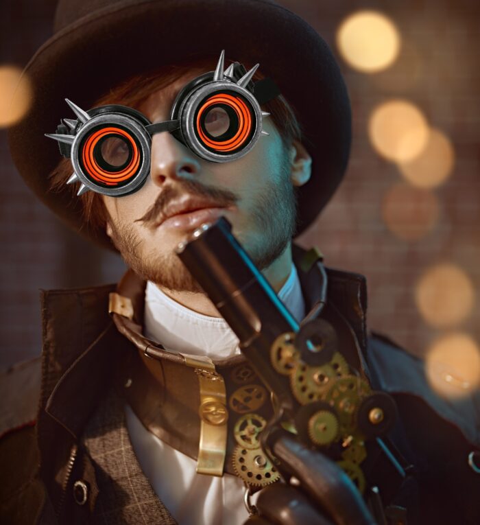 Led Light-Up Glowing Goggles - Silver - Steampunk - Image 5