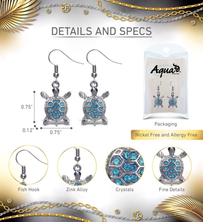 Blue Sea Turtle - Sparkling Earrings - Image 2