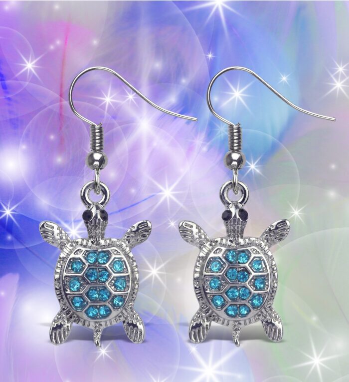 Blue Sea Turtle - Sparkling Earrings - Image 5