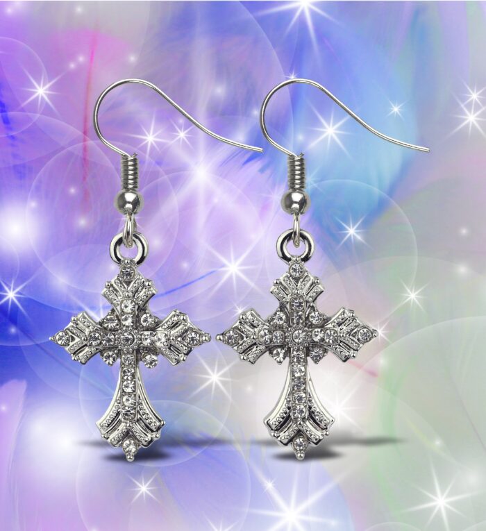 Fleur De Lis Cross - Sparkling Earrings - Image 5