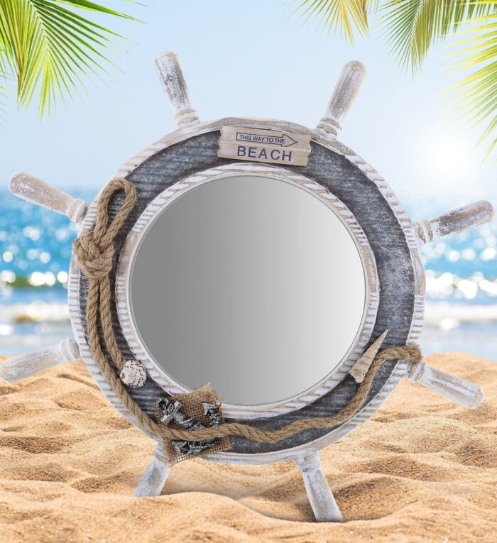 Silver Sea Ship Wheel Mirror - Nautical - Image 5