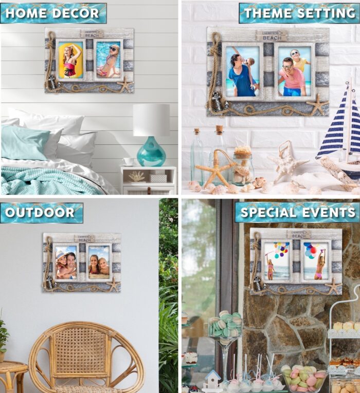 Silver Sea Double Photo Frames 3.5X5 - Nautical - Image 3