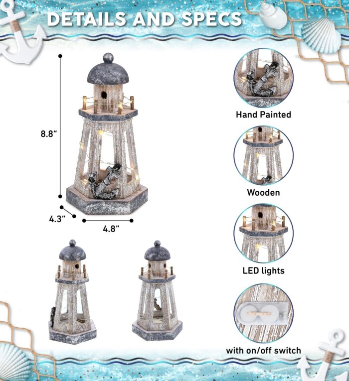 Silver Sea Lantern With Led Light - Nautical - Image 2