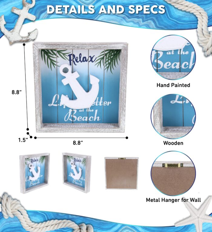 Aqua Sky Anchor Relax Wall Sign - Nautical - Image 2