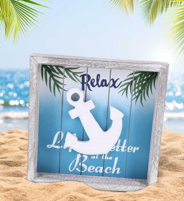 Aqua Sky Anchor Relax Wall Sign - Nautical - Image 5