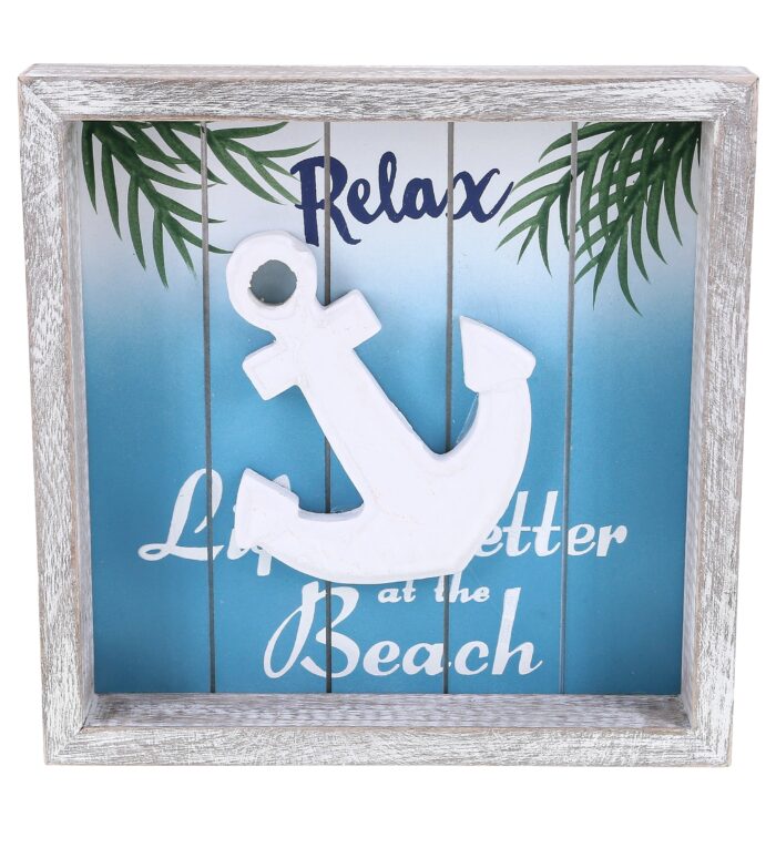Aqua Sky Anchor Relax Wall Sign - Nautical