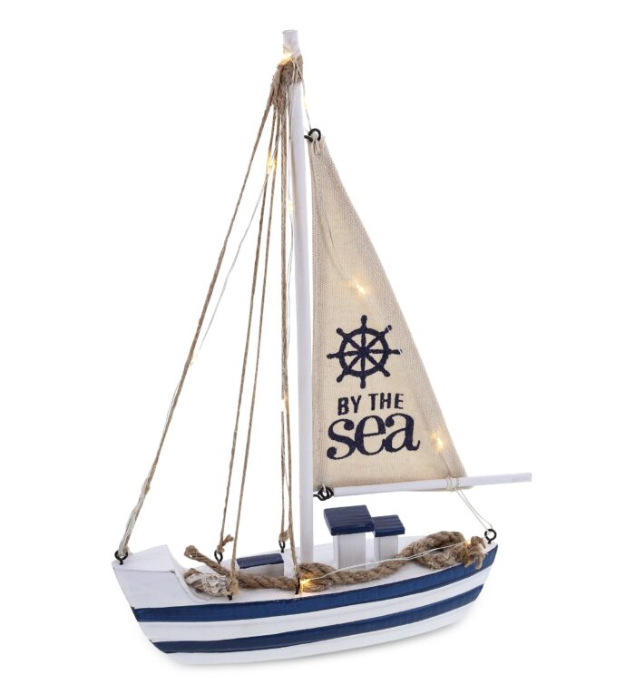 Ocean Blue Sea Boat With Led Light - Nautical