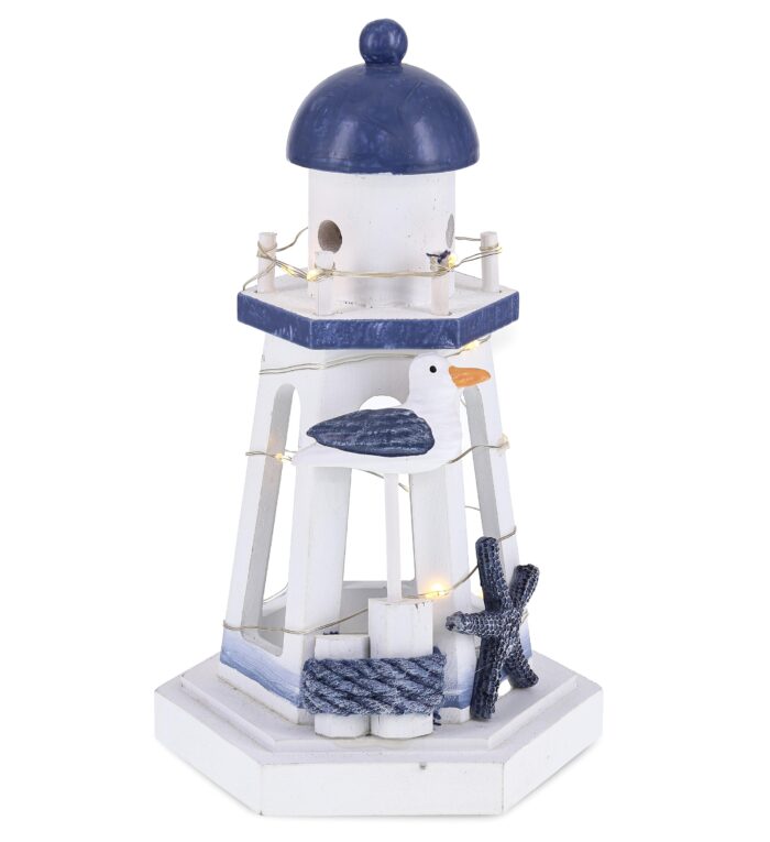 Ocean Blue Lantern With Led Light - Nautical