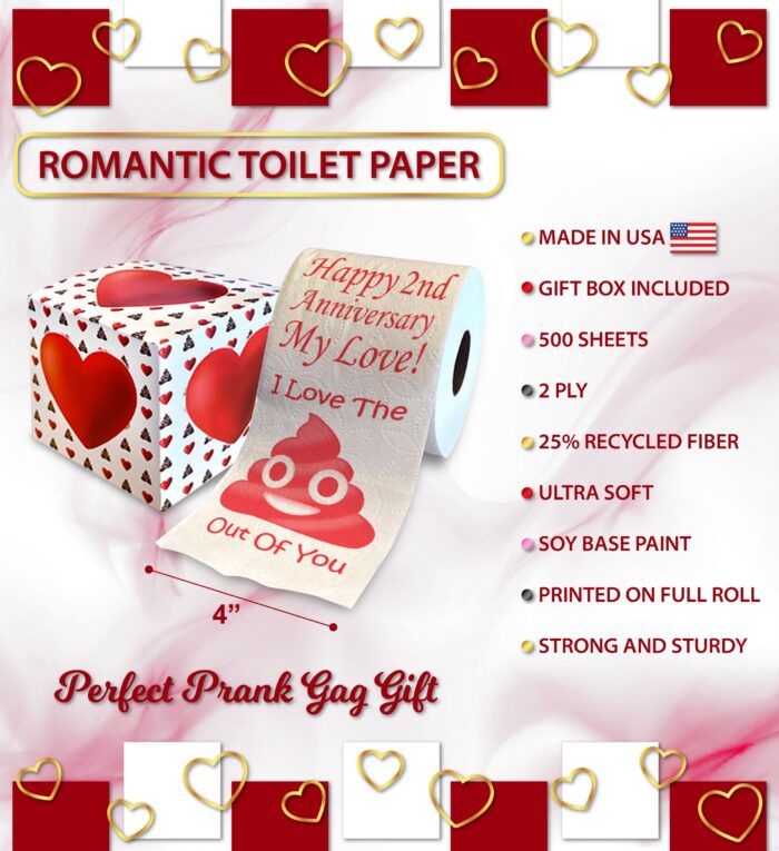 Happy 2nd Anniversary Toilet Paper Funny Gift - Image 3