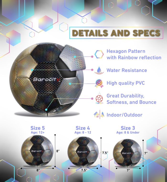 Mix Silver, Black, & Gold Modern Pattern - Size 3 - Soccer Ball - Image 2