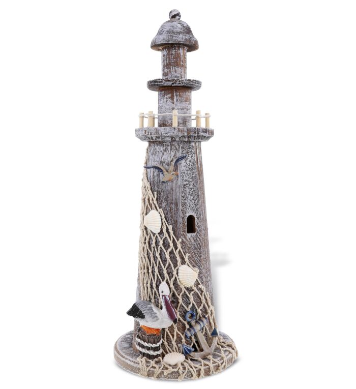 Brown Wooden Lighthouse - Large - Nautical