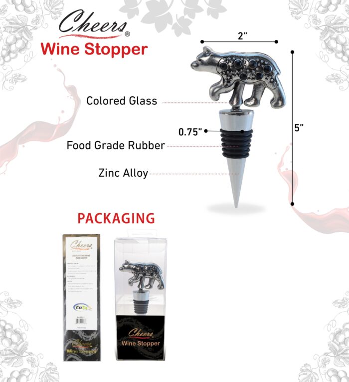 Metal Black Bear - Cheers - Wine Stopper - Image 2
