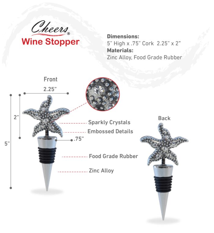 Metal Starfish - Cheers - Wine Stopper - Image 2