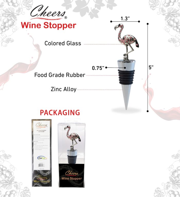 Metal Flamingo - Cheers - Wine Stopper - Image 2