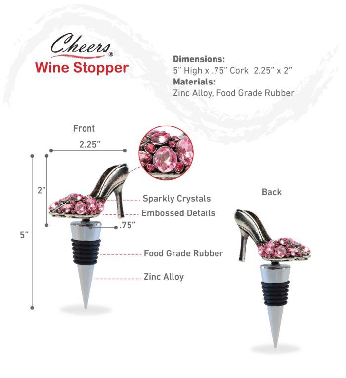 Metal High Heel Shoe - Cheers - Wine Stopper - Image 2