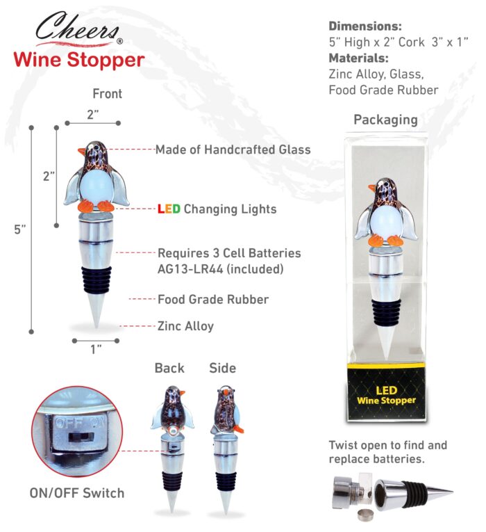Penguin - LED Glass Stoppers - Image 2