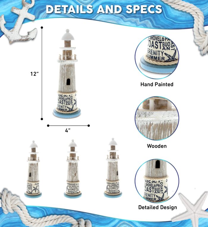 Aqua Sky Lighthouse Home Accent - Nautical Decor - Image 2