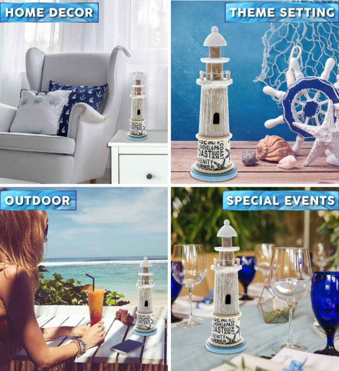 Aqua Sky Lighthouse Home Accent - Nautical Decor - Image 3