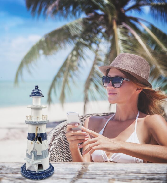Blue Stripes Lighthouse - Nautical Decor - Image 4