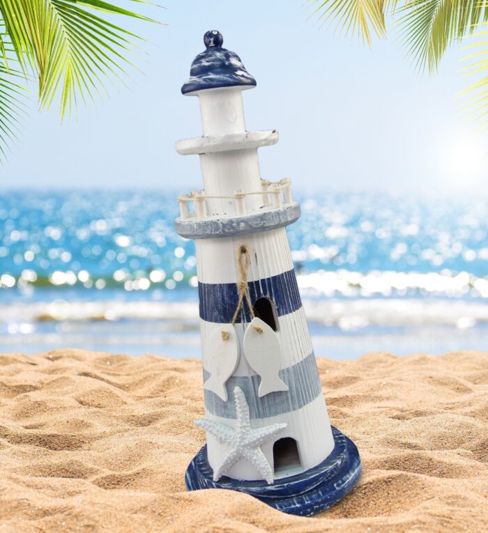 Blue Stripes Lighthouse - Nautical Decor - Image 5