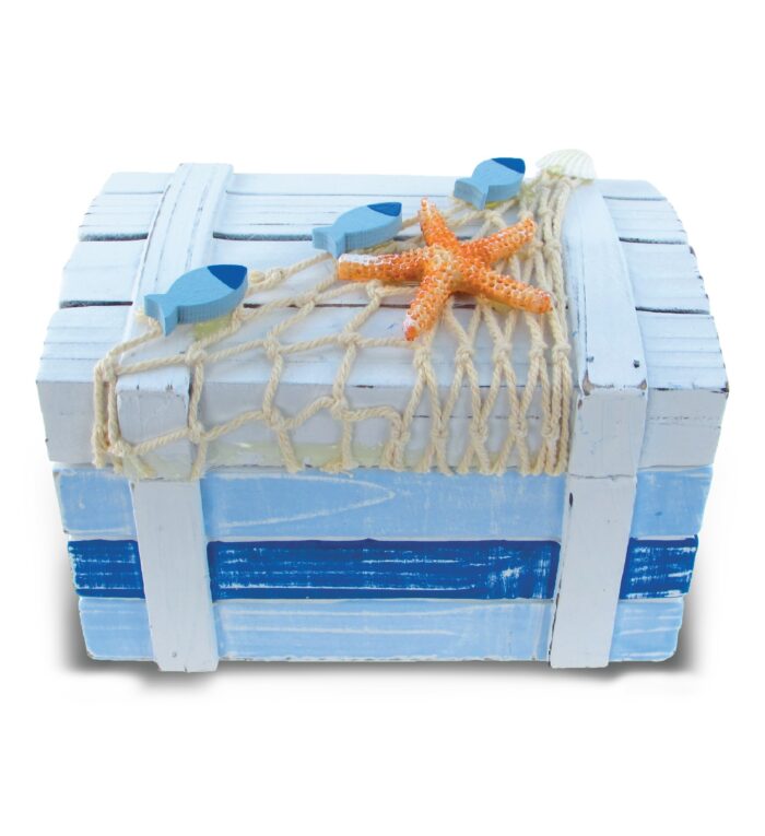 Light Blue Stripes Treasure Box Large - Nautical Decor