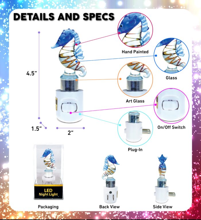 Seahorse - LED Glass Art Night Light - Image 2